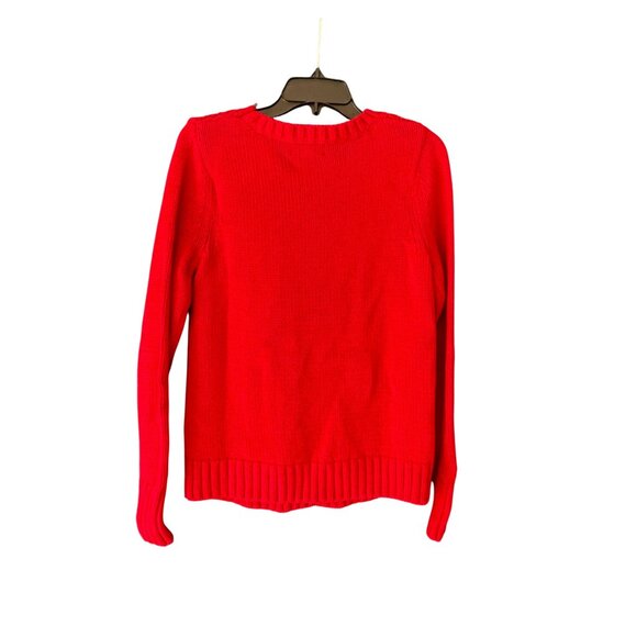 Lands End Drifter Red Cable Knit Sweater S 6-8 100% Cotton Womens Pullover Warm - Picture 6 of 6